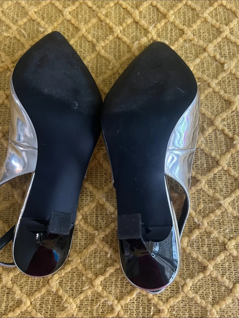 Steve Madden Metallic Silver Pointed Slingback Heels